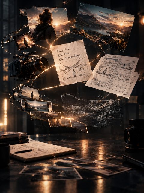 KI-generiertes Bild: Storyboard und Szenenfotos